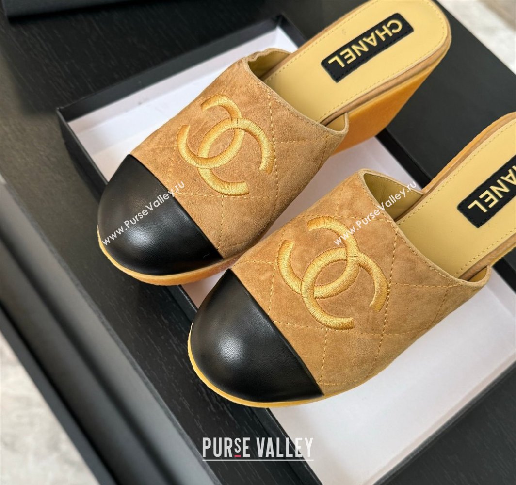 Chanel Suede Wedge Mules Brown 2025 CH030308 (MD-250303086)
