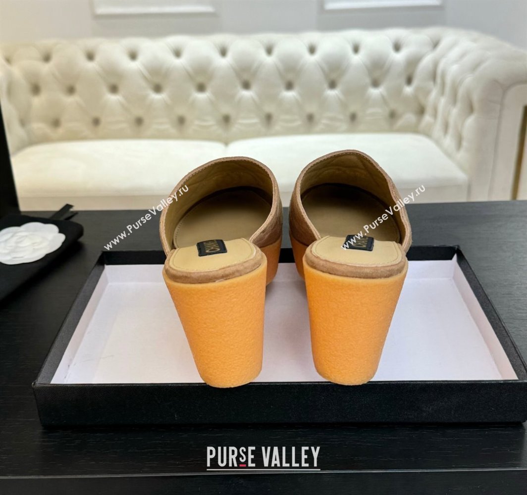 Chanel Suede Wedge Mules Brown 2025 CH030308 (MD-250303086)
