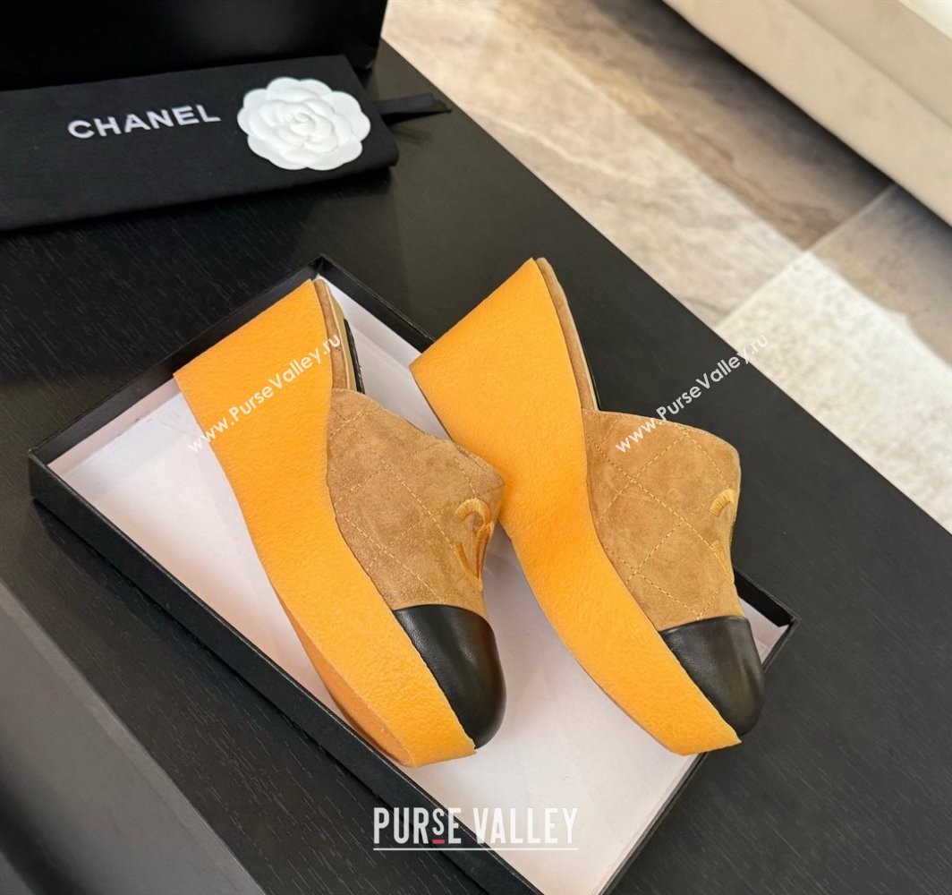 Chanel Suede Wedge Mules Brown 2025 CH030308 (MD-250303086)