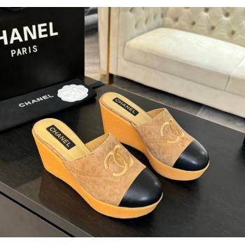 Chanel Suede Wedge Mules Brown 2025 CH030308 (MD-250303086)