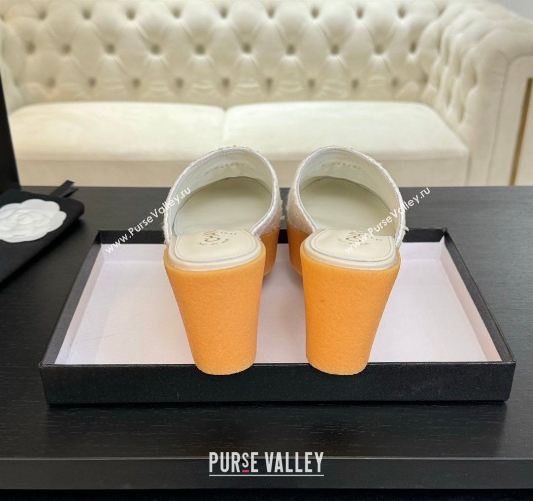Chanel Tweed Wedge Mules White 2025 CH030308 (MD-250303088)