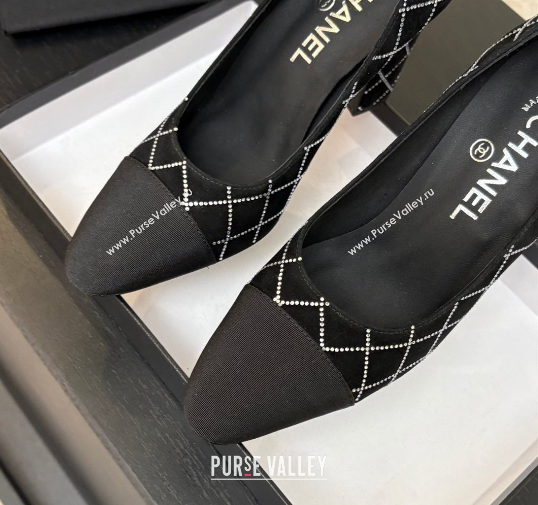 Chanel Quilted Suede Grosgrain Pumps 8.5cm with Studs G45509 Black 2025 (MD-250228109)