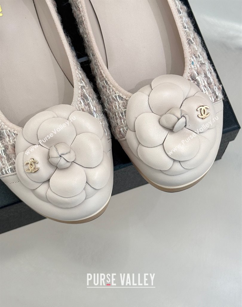 Chanel Tweed Wood-Like Loafers 4cm with Camellia Bloom Light Pink 2025 CH030305 (MD-250303042)