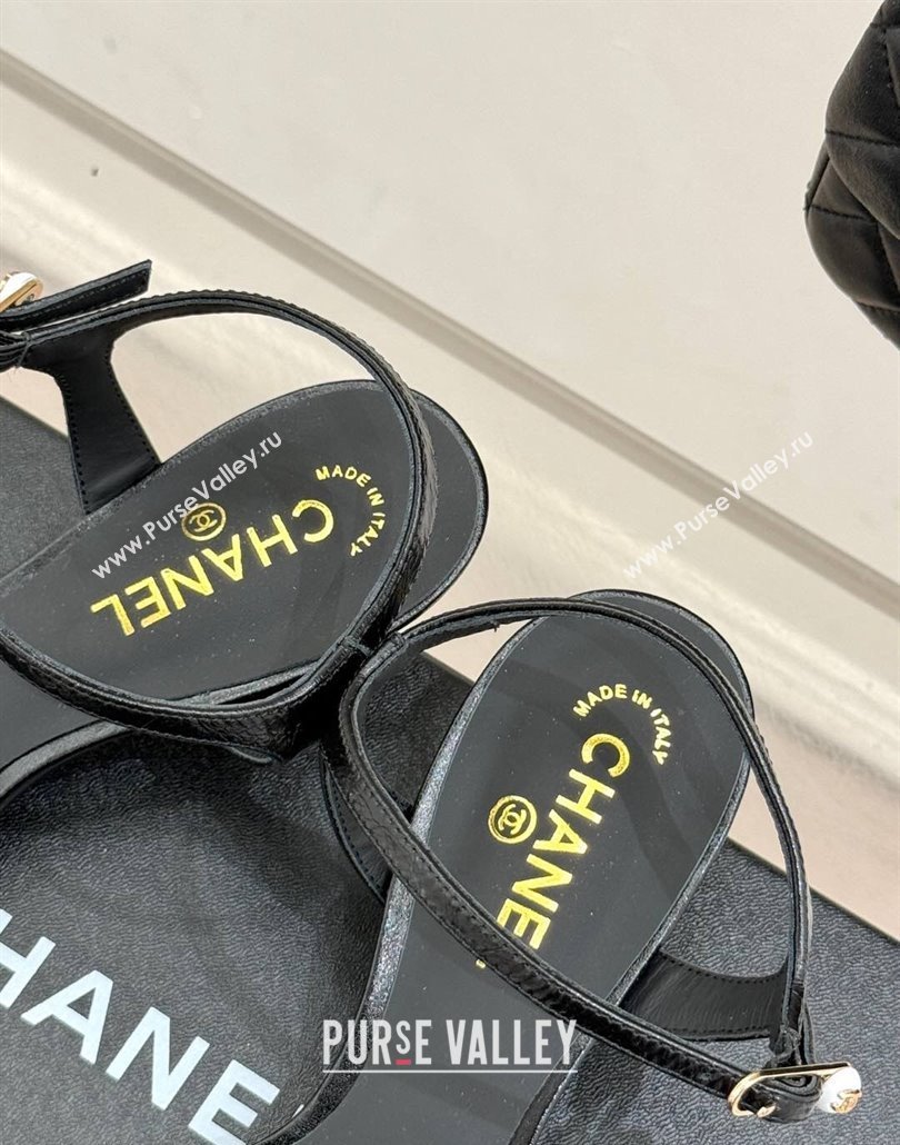 Chanel Calfskin Heel Slides Sandal 3.5cm with Pin Buckle Black 2025 CH030504 (MD-250305029)
