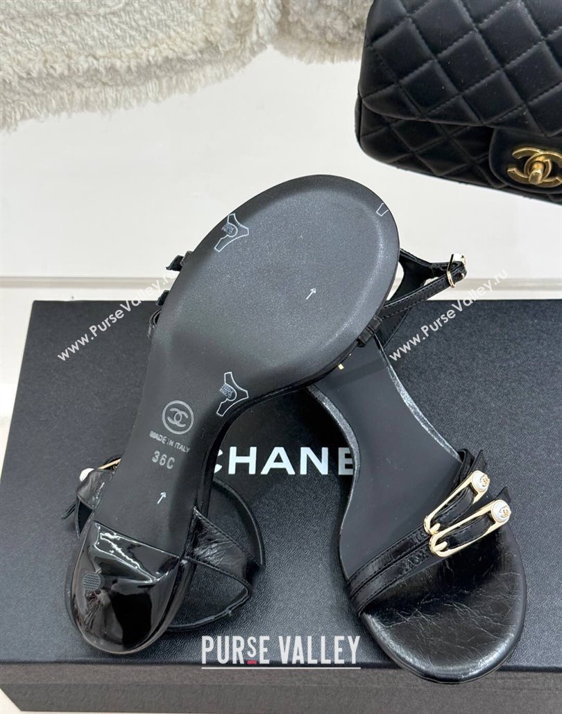 Chanel Calfskin Heel Slides Sandal 3.5cm with Pin Buckle Black 2025 CH030504 (MD-250305029)