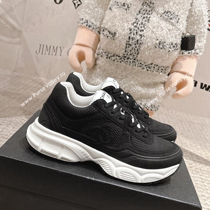 Chanel Suede Fabric Sneakers Black2 2025 CH030510 (MD-250305061)