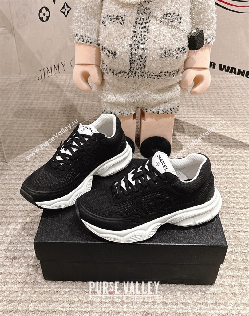 Chanel Suede Fabric Sneakers Black2 2025 CH030510 (MD-250305061)