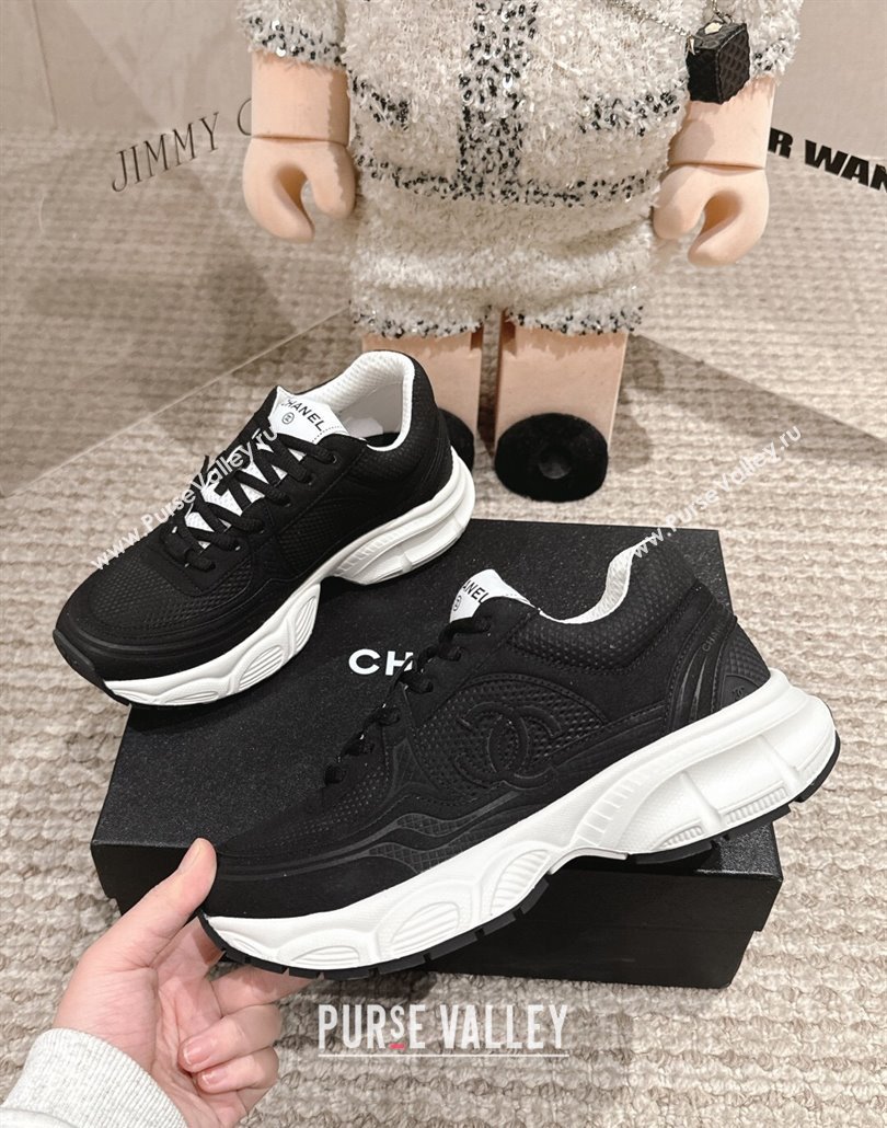 Chanel Suede Fabric Sneakers Black2 2025 CH030510 (MD-250305061)