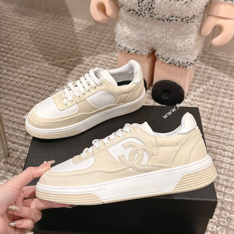 Chanel Canvas Platform Sneakers Beige/White 2025 CH030511 (MD-250305067)