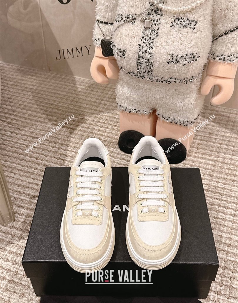 Chanel Canvas Platform Sneakers Beige/White 2025 CH030511 (MD-250305067)