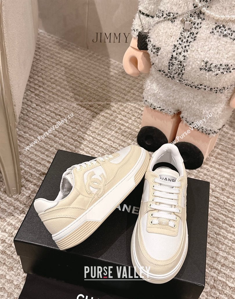 Chanel Canvas Platform Sneakers Beige/White 2025 CH030511 (MD-250305067)