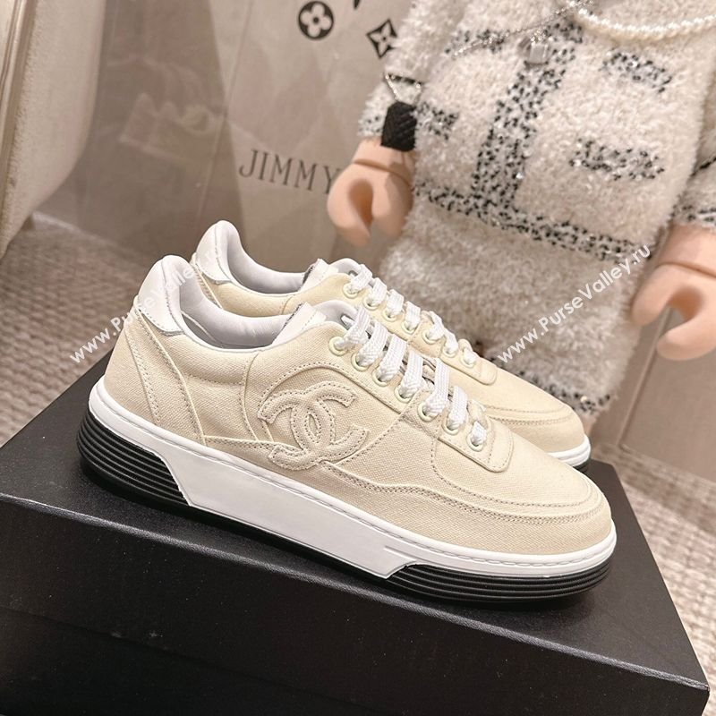 Chanel Canvas Platform Sneakers Light Beige 2025 CH030511 (MD-250305070)
