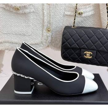 Chanel Calfskin Patent Pumps with Chain Black 2025 CH030501 (KL-250305008)