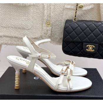 Chanel Calfskin Heel Slides Sandal 7.5cm with Pin Buckle White 2025 CH030504 (MD-250305026)