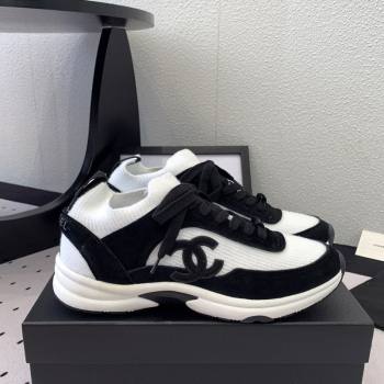 Chanel Knit Suede Sneakers G38750 Black/White 2025 0305 (KL-250305042)