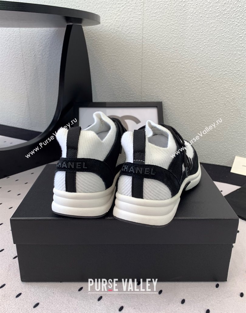 Chanel Knit Suede Sneakers G38750 Black/White 2025 0305 (KL-250305042)