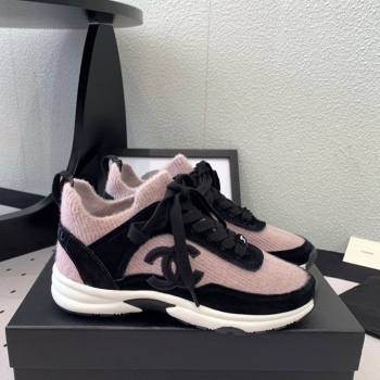 Chanel Knit Suede Sneakers G38750 Black/Pink 2025 0305 (KL-250305043)