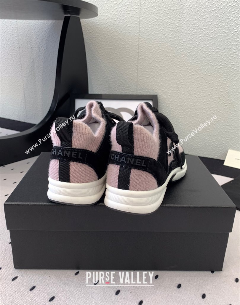 Chanel Knit Suede Sneakers G38750 Black/Pink 2025 0305 (KL-250305043)