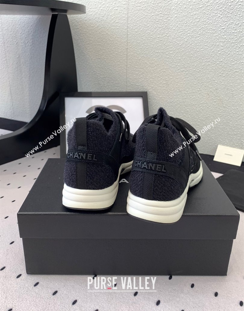 Chanel Knit Suede Sneakers G38750 Black2 2025 0305 (KL-250305044)
