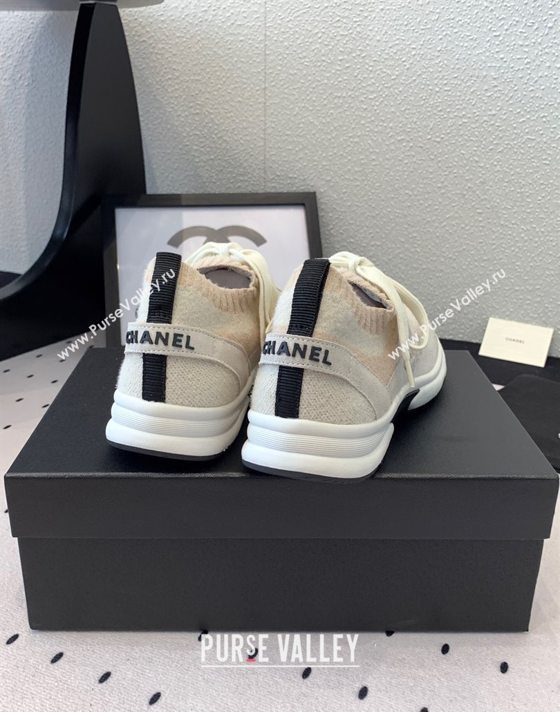 Chanel Knit Suede Sneakers G38750 Light Grey 2025 0305 (KL-250305045)