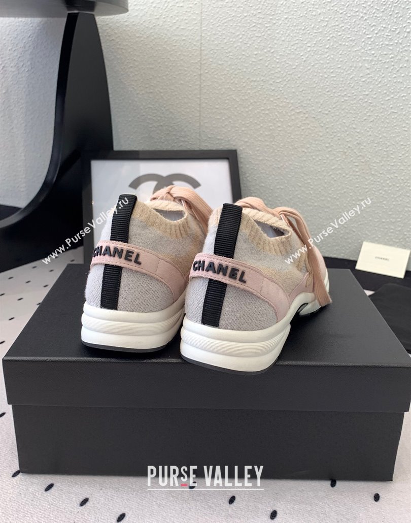 Chanel Knit Suede Sneakers G38750 Light Pink 2025 0305 (KL-250305046)