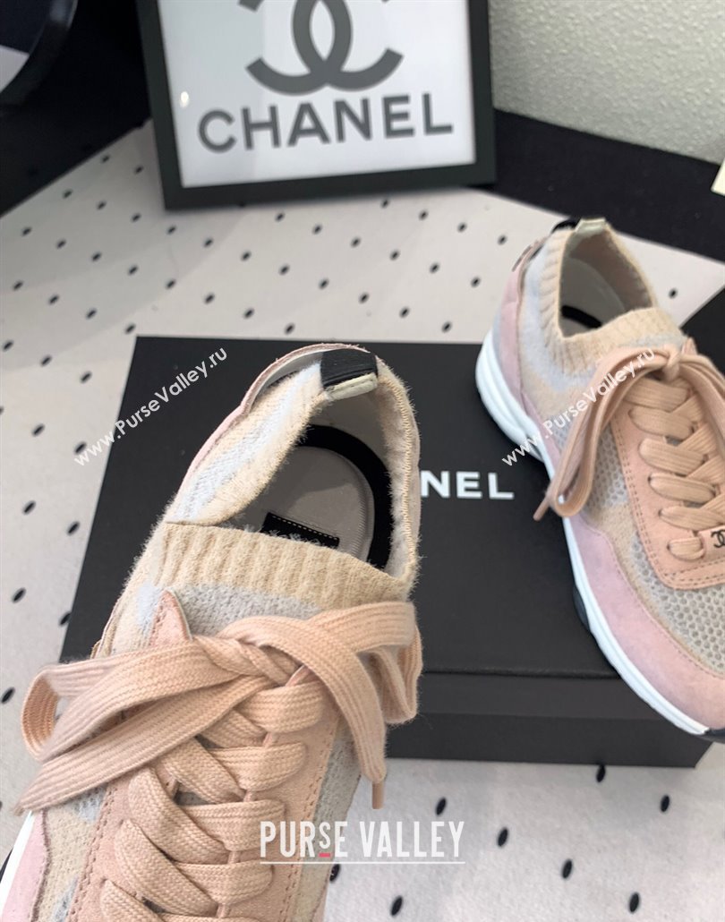 Chanel Knit Suede Sneakers G38750 Light Pink 2025 0305 (KL-250305046)