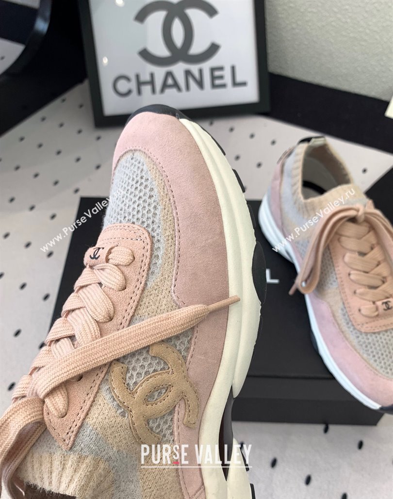 Chanel Knit Suede Sneakers G38750 Light Pink 2025 0305 (KL-250305046)