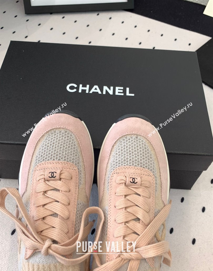 Chanel Knit Suede Sneakers G38750 Light Pink 2025 0305 (KL-250305046)
