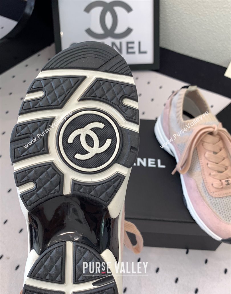 Chanel Knit Suede Sneakers G38750 Light Pink 2025 0305 (KL-250305046)