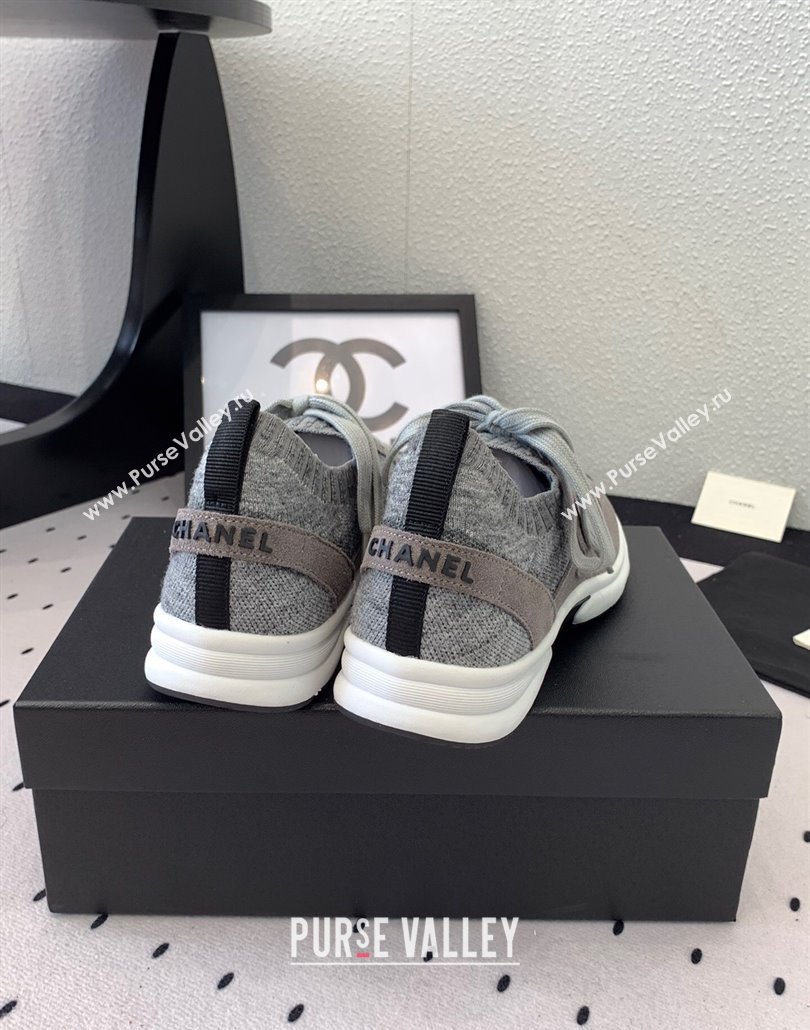 Chanel Knit Suede Sneakers G38750 Dark Grey 2025 0305 (KL-250305047)