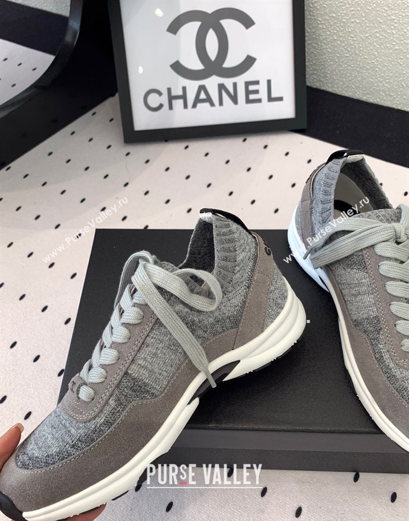 Chanel Knit Suede Sneakers G38750 Dark Grey 2025 0305 (KL-250305047)