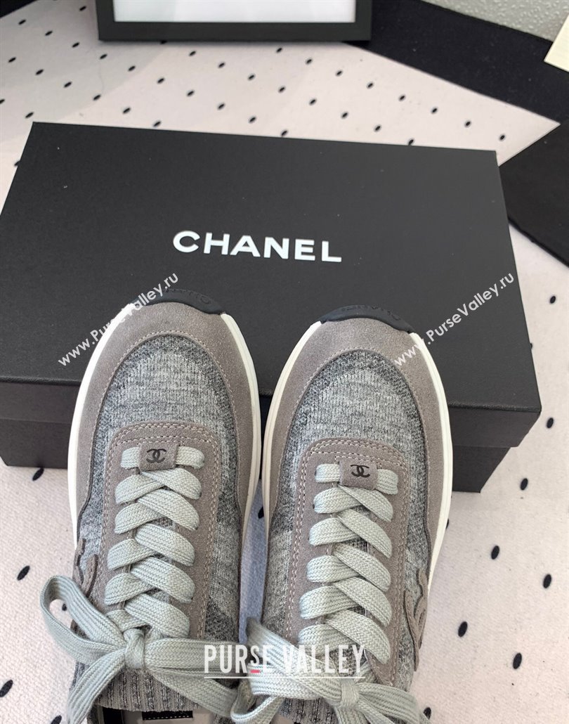 Chanel Knit Suede Sneakers G38750 Dark Grey 2025 0305 (KL-250305047)