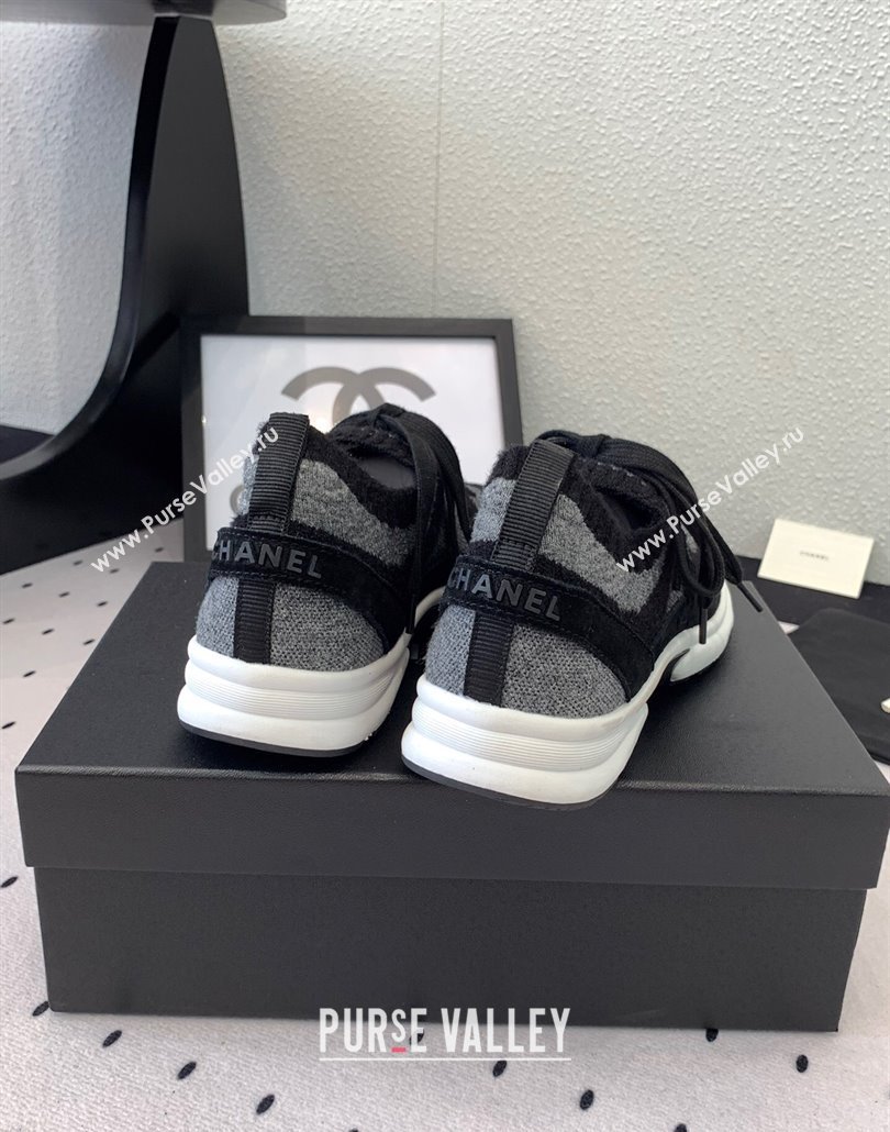 Chanel Knit Suede Sneakers G38750 Grey/Black 2025 0305 (KL-250305048)