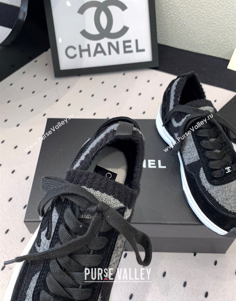 Chanel Knit Suede Sneakers G38750 Grey/Black 2025 0305 (KL-250305048)