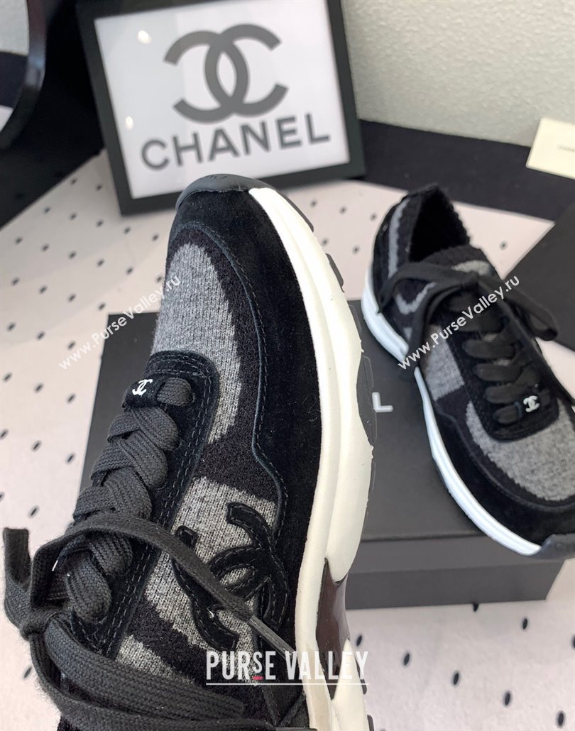 Chanel Knit Suede Sneakers G38750 Grey/Black 2025 0305 (KL-250305048)