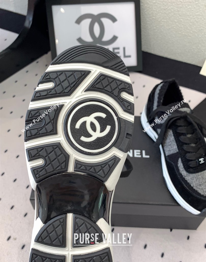 Chanel Knit Suede Sneakers G38750 Grey/Black 2025 0305 (KL-250305048)