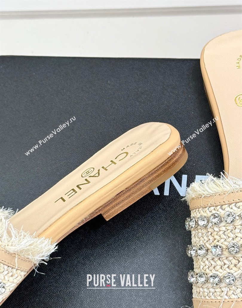 Chanel Straw-Like Slides Sandal with Strass Beige 2025 CH030109 (MD-250301057)