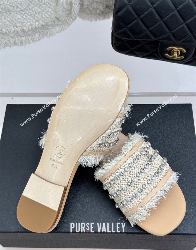 Chanel Straw-Like Slides Sandal with Strass Beige 2025 CH030109 (MD-250301057)