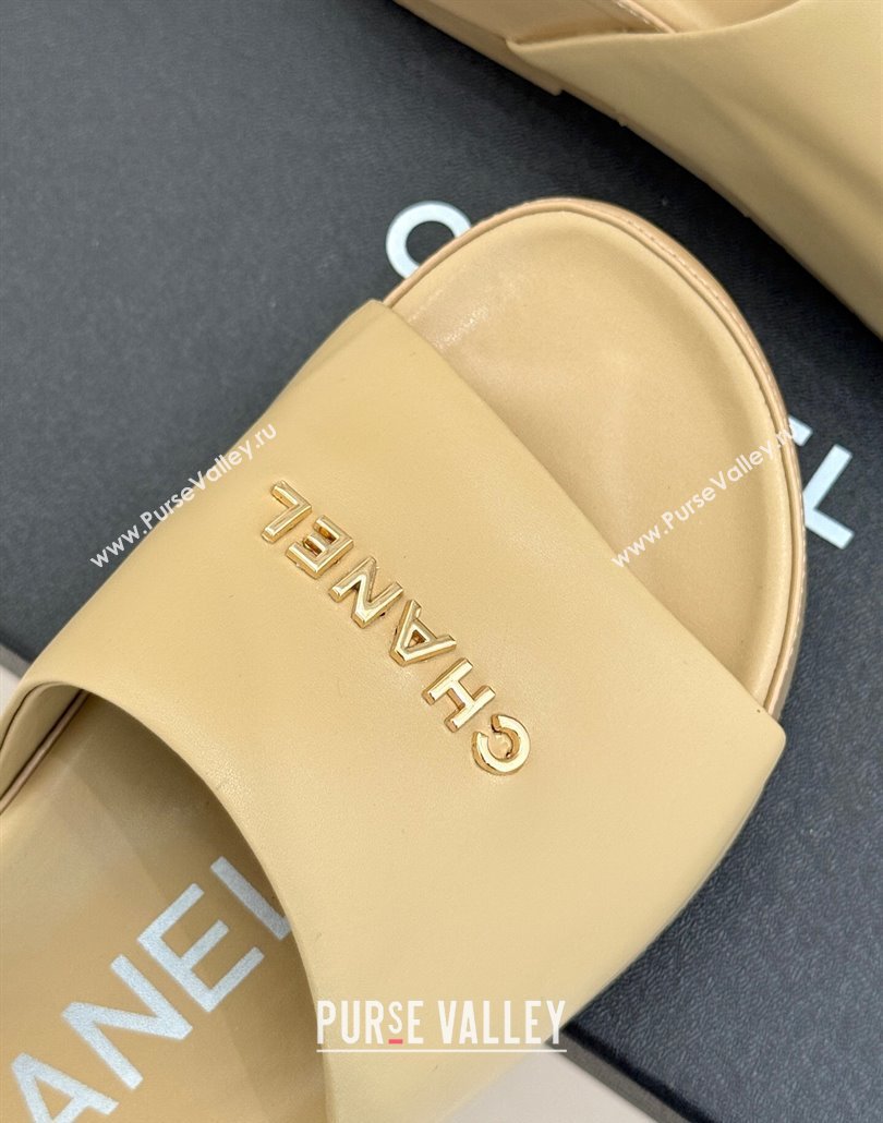 Chanel Calfskin Platform Slides Sandal Beige 2025 CH030107 (MD-250301048)