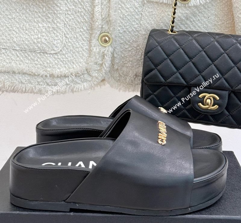 Chanel Calfskin Platform Slides Sandal Black 2025 CH030107 (MD-250301051)
