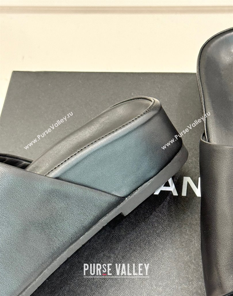 Chanel Calfskin Platform Slides Sandal Black 2025 CH030107 (MD-250301051)