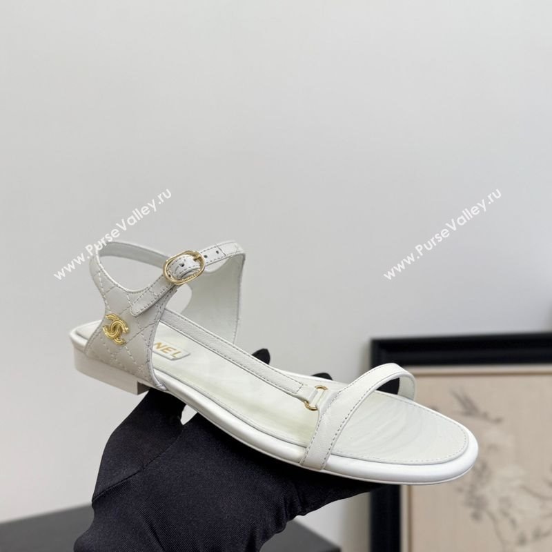 Chanel Calfskin Flat Sandals White 2025 CH041601 (MD-250416001)