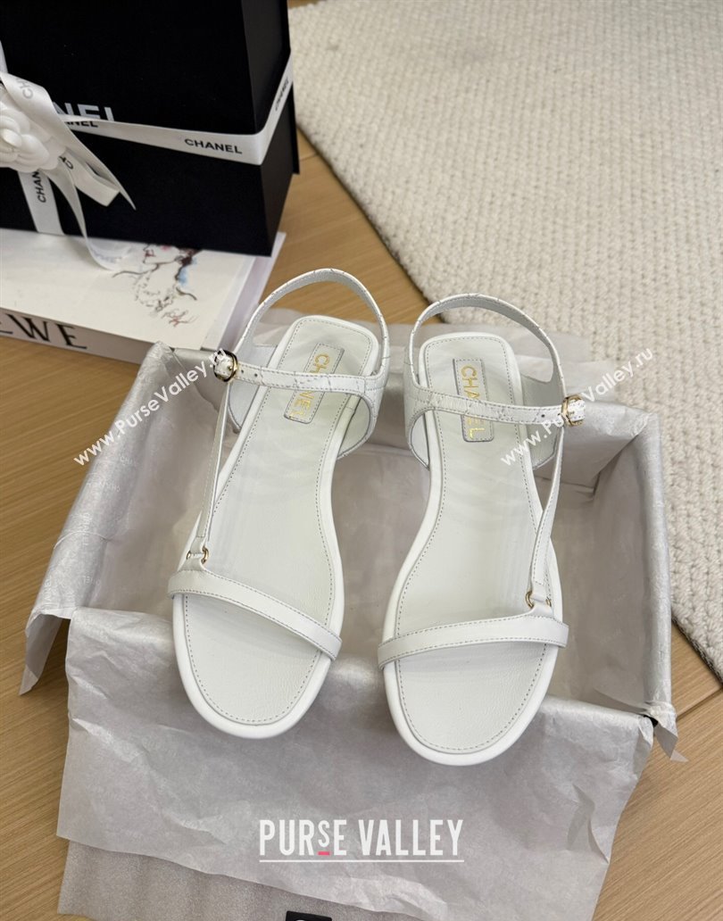 Chanel Calfskin Flat Sandals White 2025 CH041601 (MD-250416001)