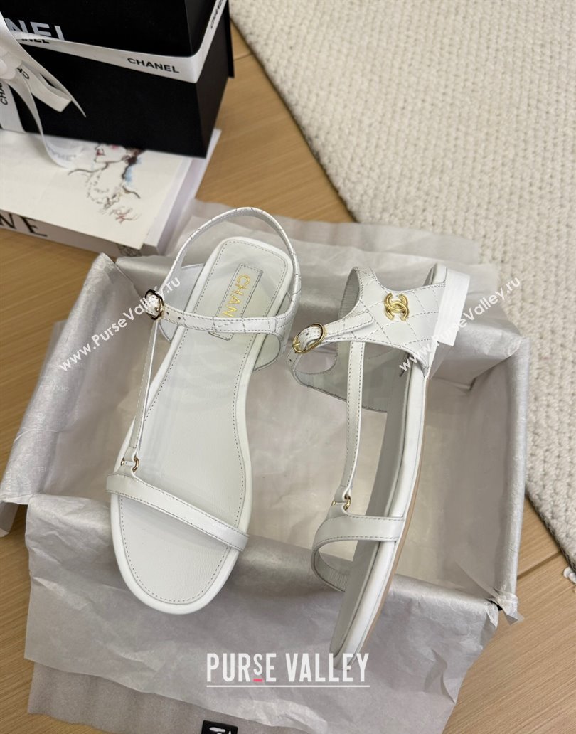 Chanel Calfskin Flat Sandals White 2025 CH041601 (MD-250416001)