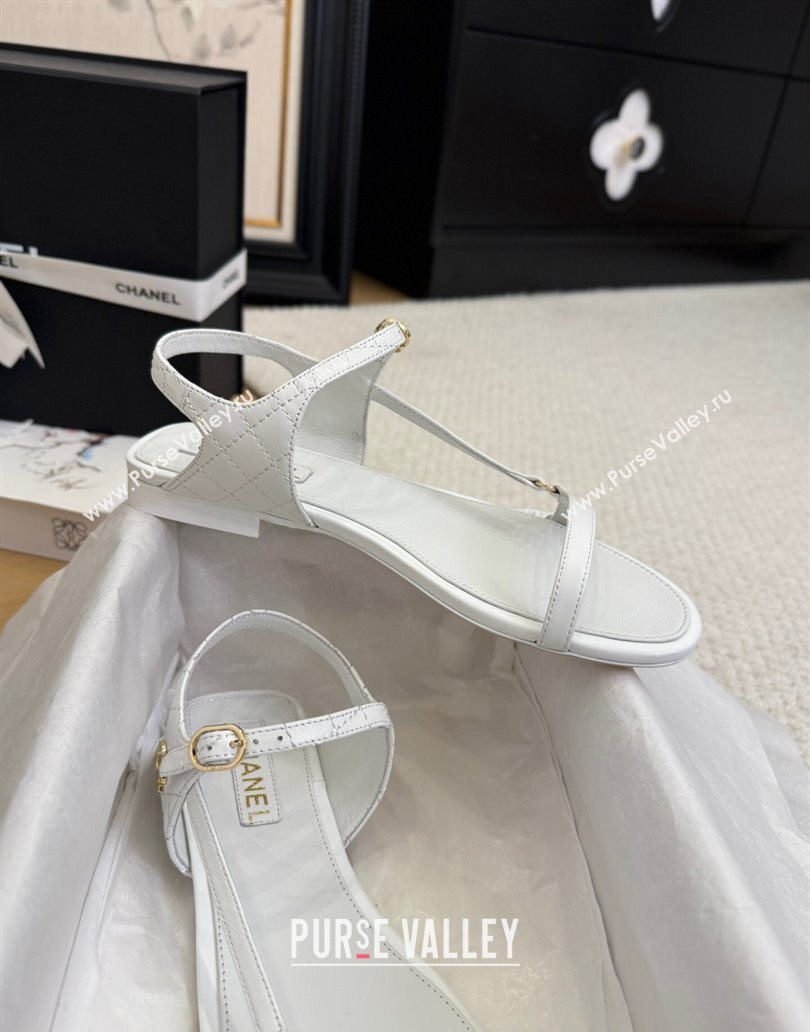 Chanel Calfskin Flat Sandals White 2025 CH041601 (MD-250416001)