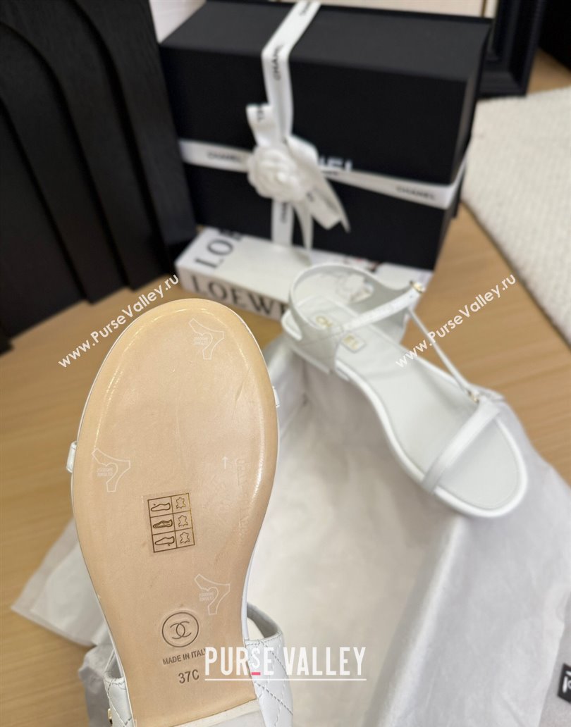 Chanel Calfskin Flat Sandals White 2025 CH041601 (MD-250416001)