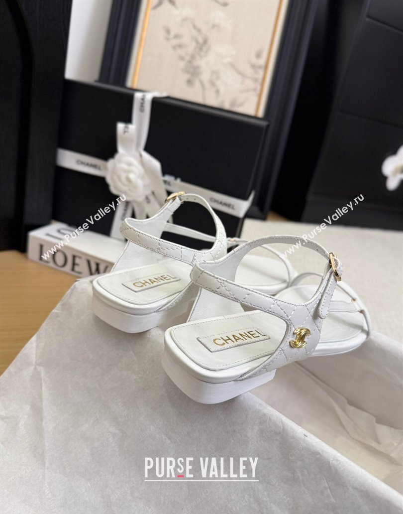 Chanel Calfskin Flat Sandals White 2025 CH041601 (MD-250416001)