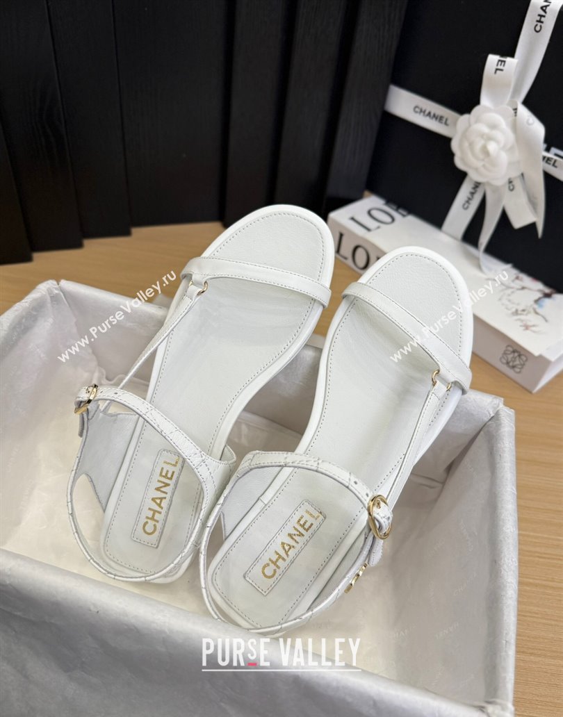 Chanel Calfskin Flat Sandals White 2025 CH041601 (MD-250416001)