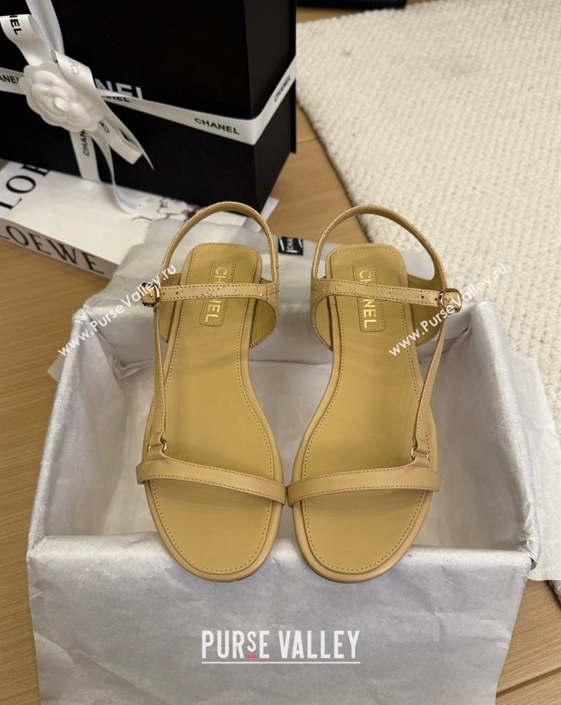 Chanel Calfskin Flat Sandals Beige 2025 CH041601 (MD-250416002)