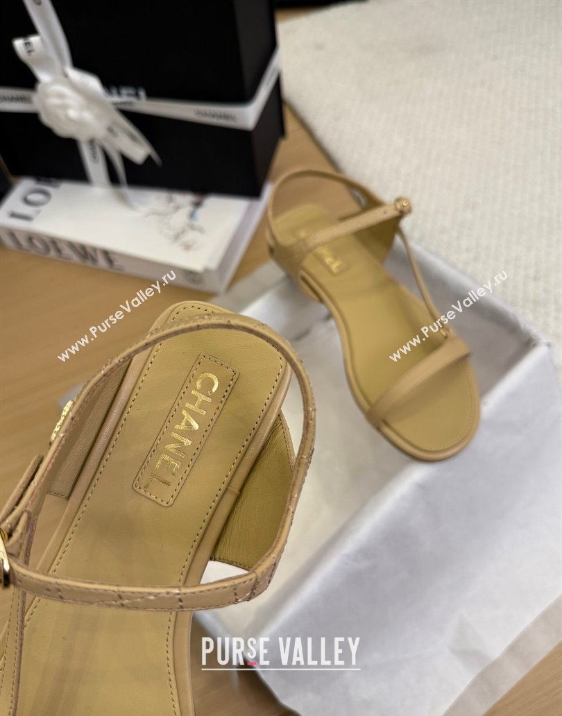 Chanel Calfskin Flat Sandals Beige 2025 CH041601 (MD-250416002)